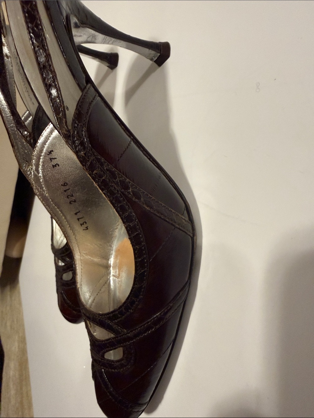 Dolce & Gabbana burgandy eel ski. Leather Slingback Heels - Picture 5 of 7